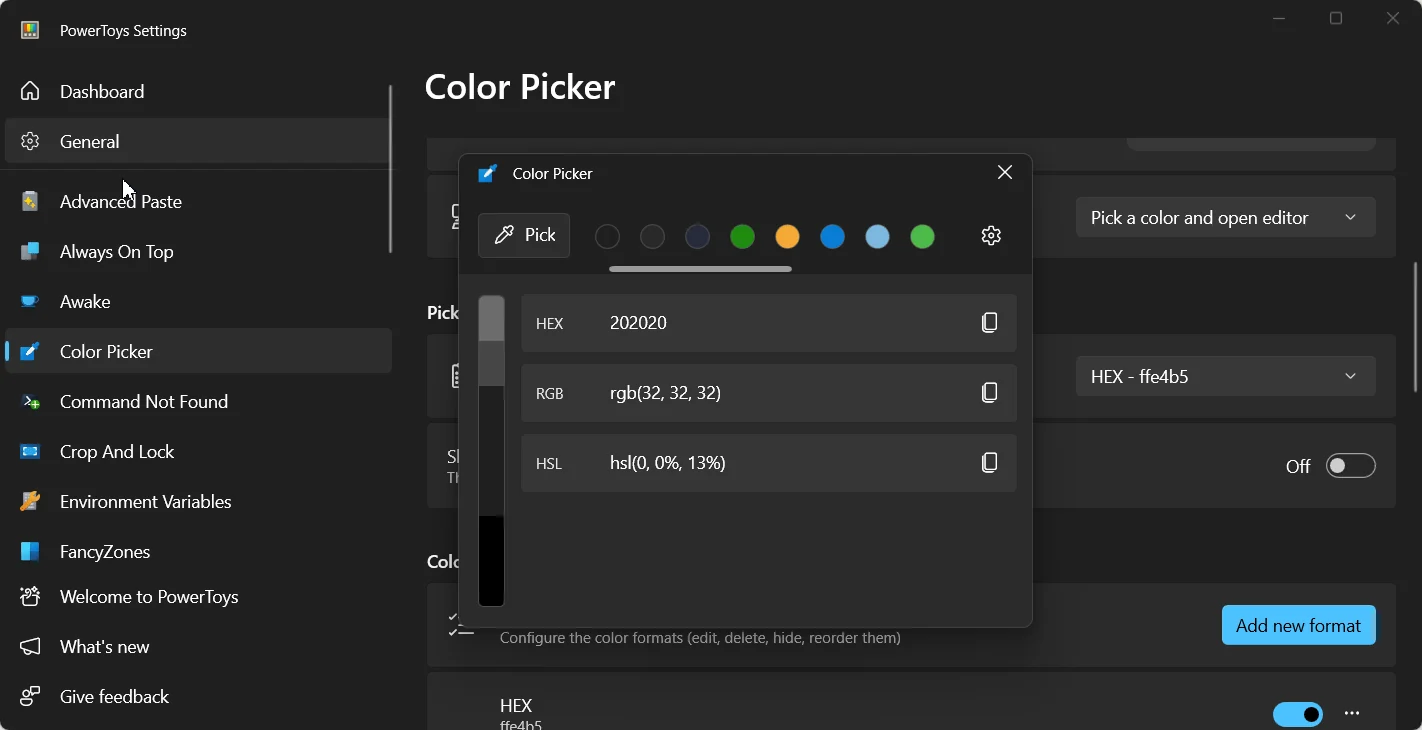 Removing colors from the History in Color Picker Editor. Removing colors from the History in Color Picker Editor.
