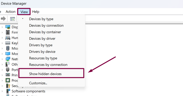 Show hidden devices Show hidden devices