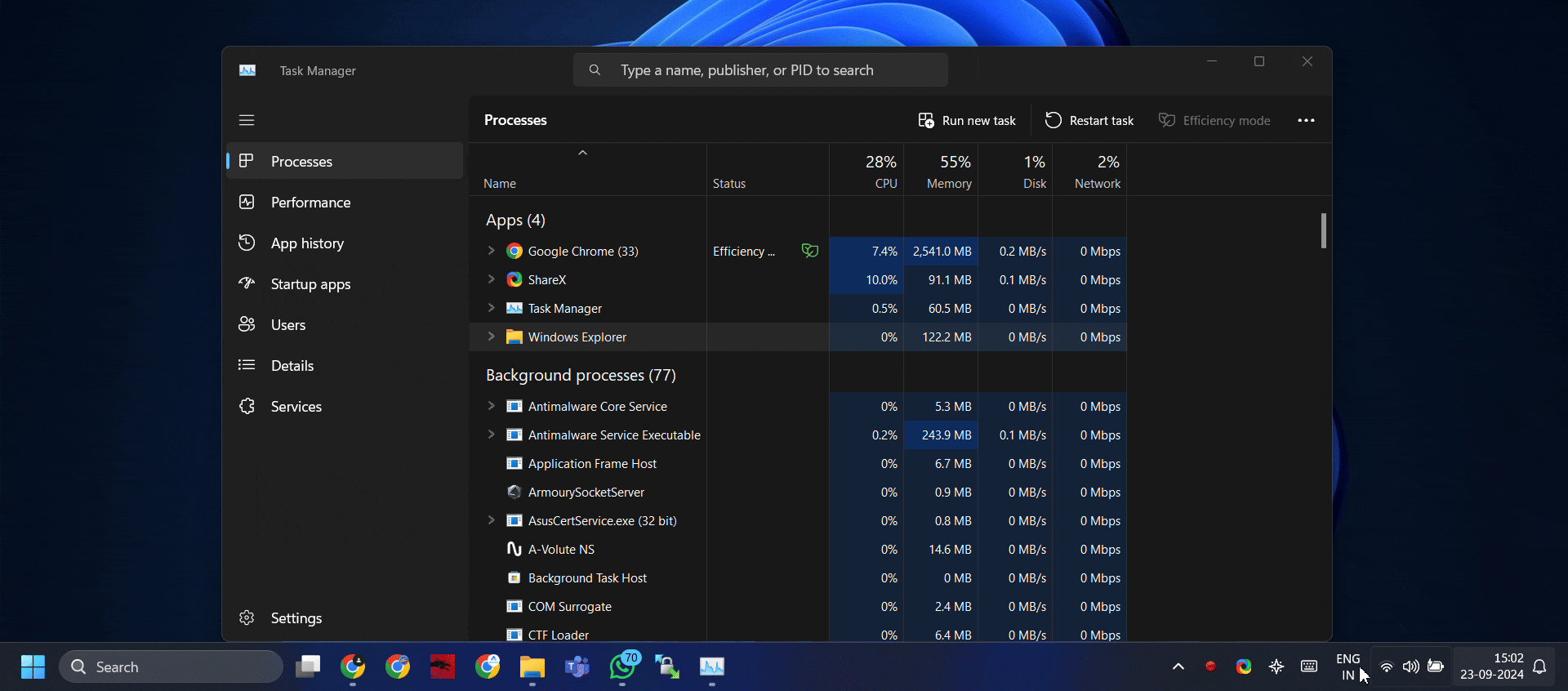 Restarting File Explorer using Task Manager