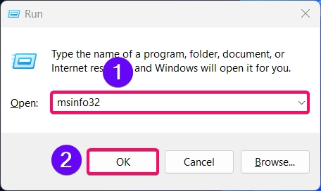 Opening System Information Window using Run Window