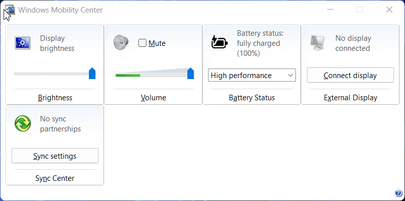 Changing Screen Brightness using Windows Mobility Center Changing Screen Brightness using Windows Mobility Center