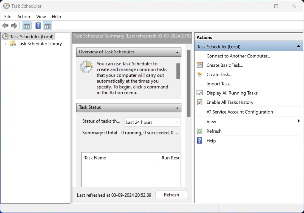 Task Scheduler Window