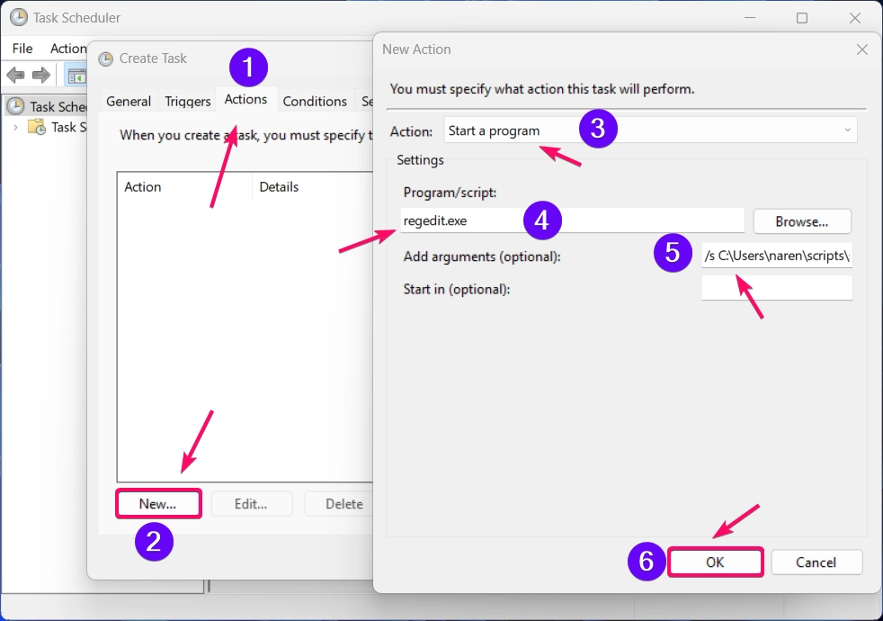 Setting up Actions 