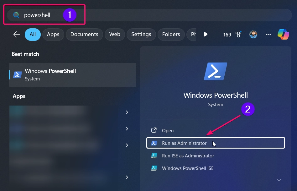 Opening PowerShell as Admin Mode