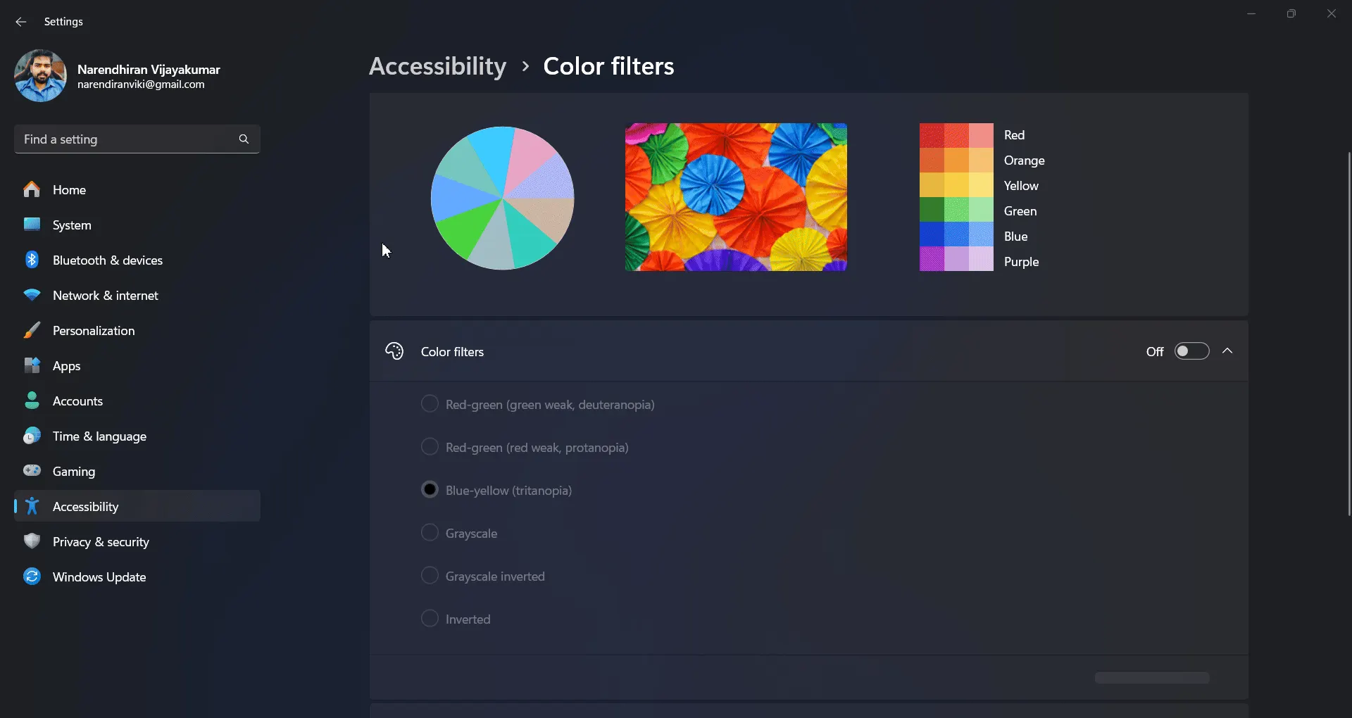 Tritanopia color effect preview