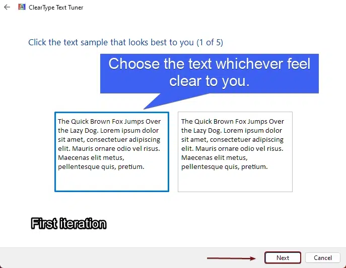 Choose the sample text that looks the best - First iteration
