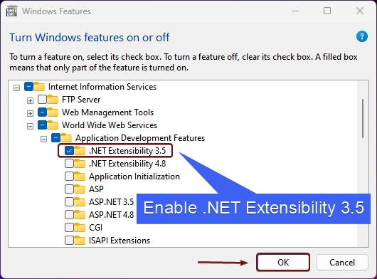 Enable .NET Extensibility 3.5