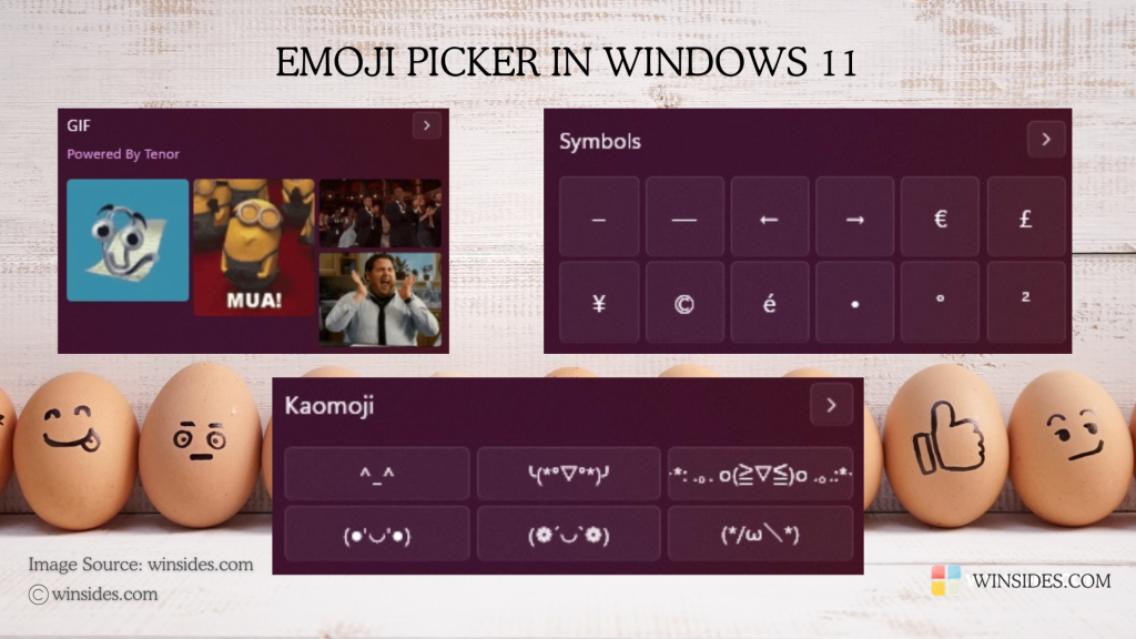 GIFs, Symbols, and Kaomojis in Windows 11