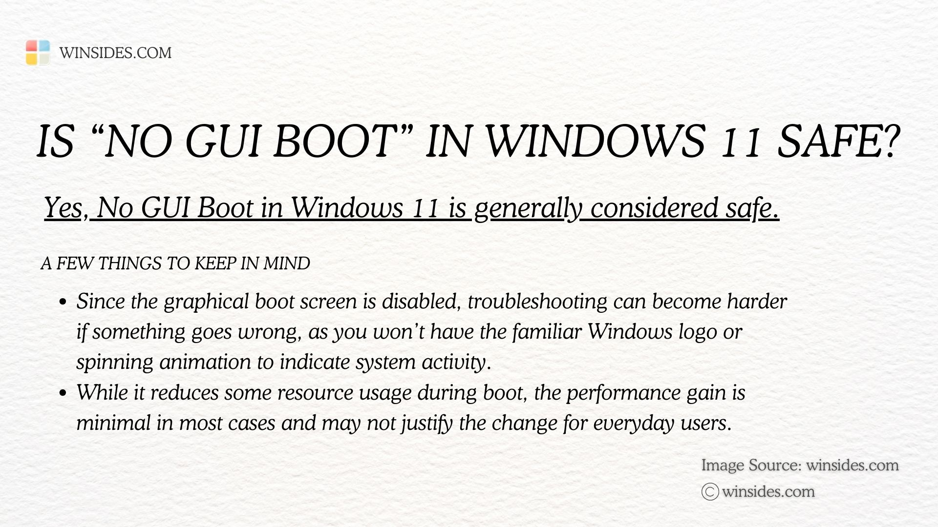 How to Enable No GUI Boot in Windows 11? - Winsides.com