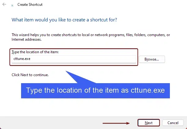 Type the location of the item