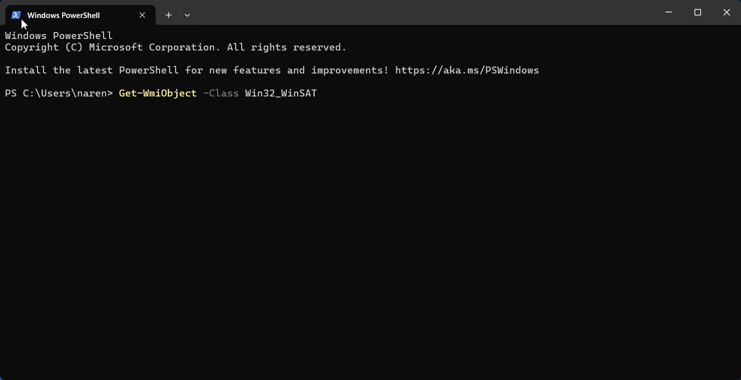 Executing command will provide Windows Experience Index Score of your pc Executing command will provide Windows Experience Index Score of your pc