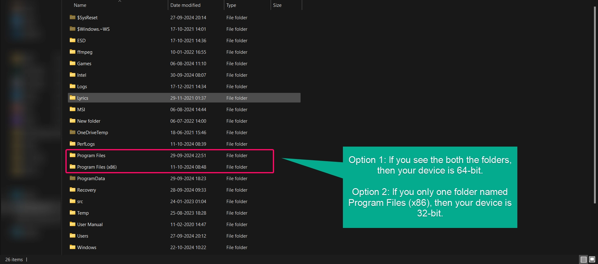 Finding device chip type using File Explorer