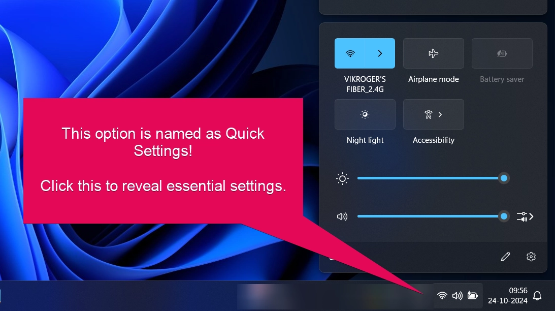 Opening Quick Settings