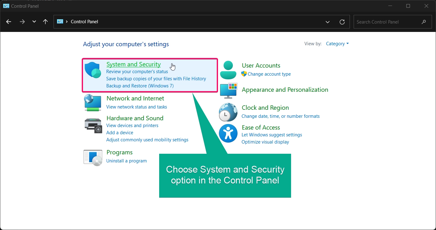 Open System and Security option