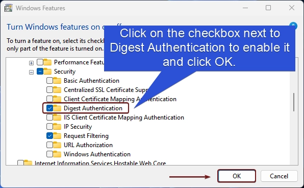 Enable Digest Authentication in Windows 11