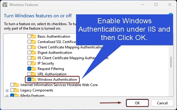 Enable Windows Authentication on Windows 11