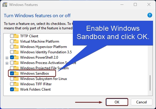 Enable Windows Sandbox on Windows 11