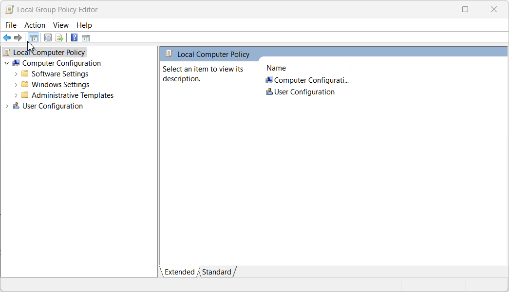 Navigating into Group Policy Editor