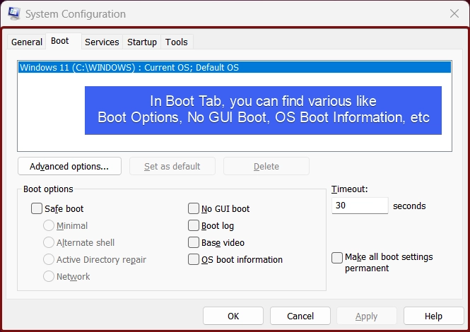 Boot Tab - System Configuration