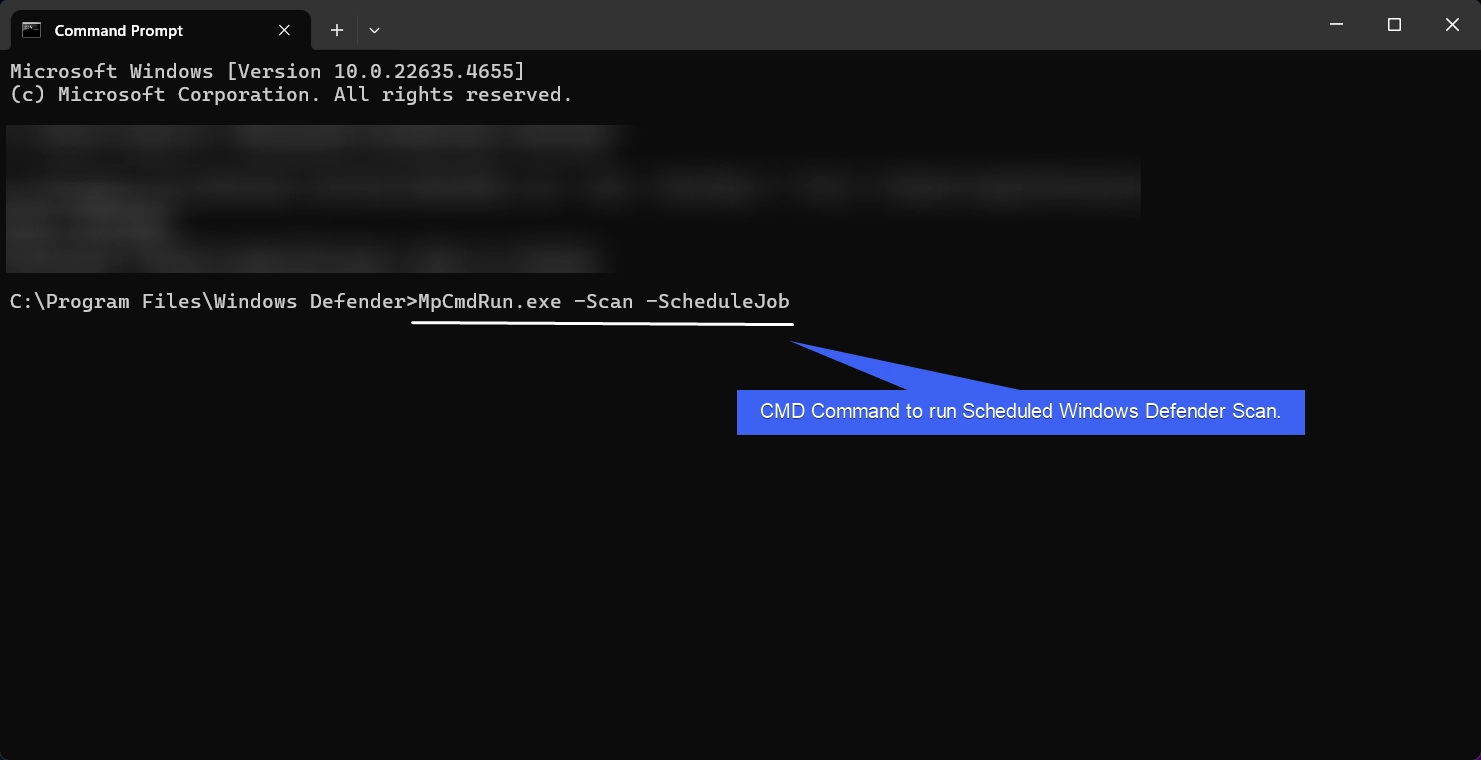 CMD Command to run Windows Defender Scheduled Scan