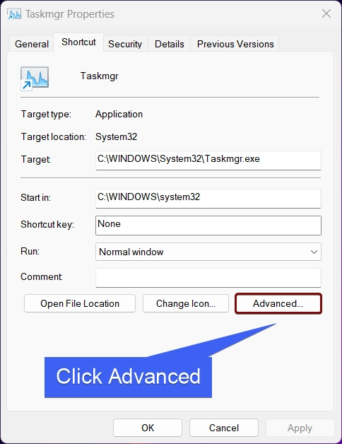 Click Advanced