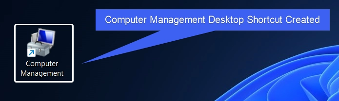 Computer Management Desktop Shortcut Created