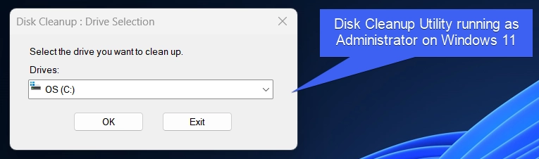 Disk Cleanup Utility Running as Administrator on Windows 11