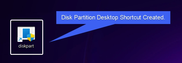 Disk Partition Desktop Shortcut Created