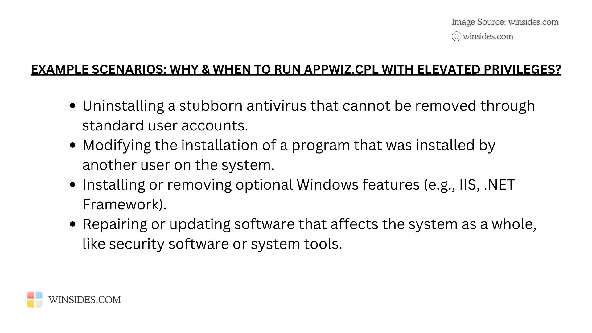 Example Scenarios Running appwiz.cpl