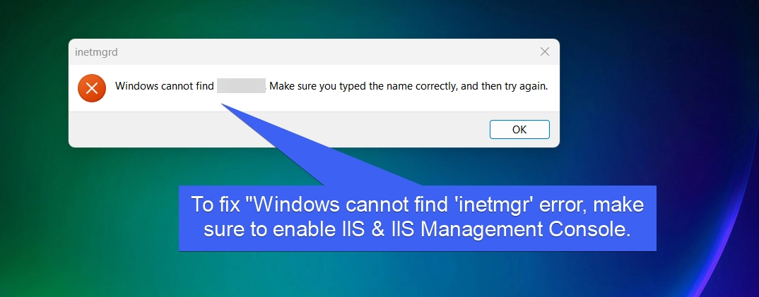 Fix windows cannot find inetmgr error