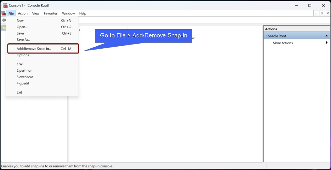 Go to File Add-Remove Snap-in