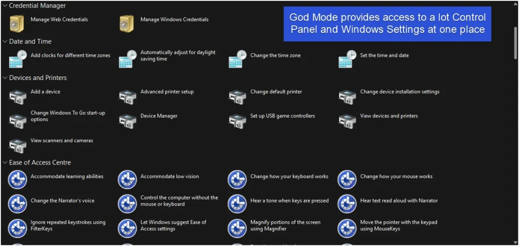 God Mode Enabled on Windows 11