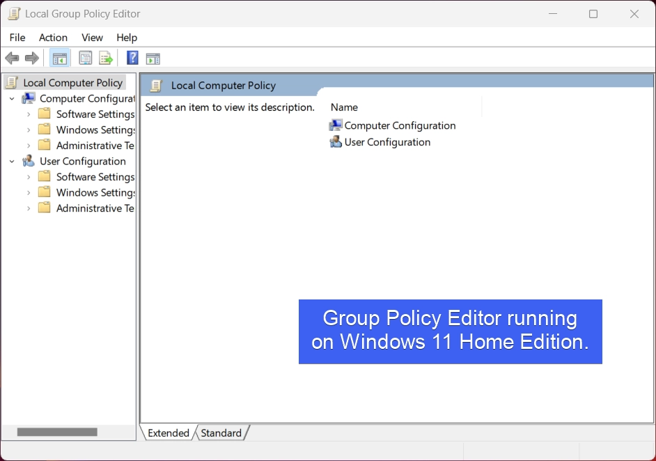 Group Policy Editor Enabled on Windows 11 Home Edition