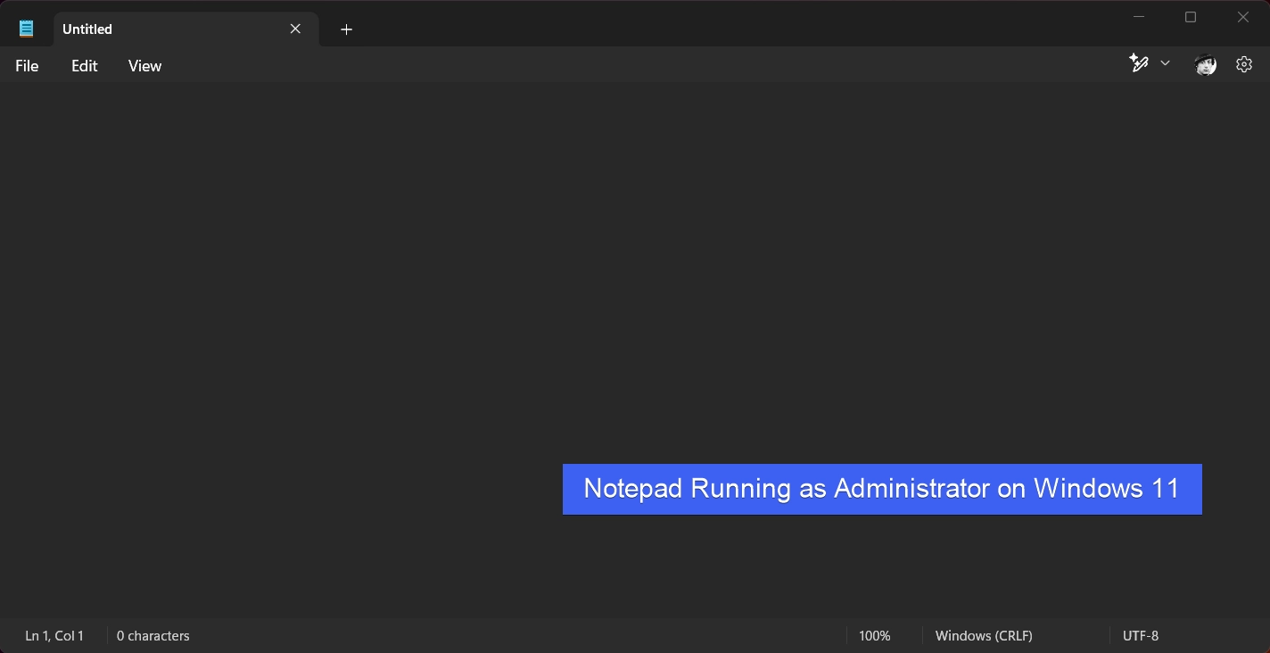 Notepad Running as Administrator