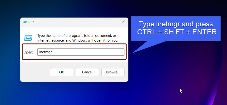 Open IIS as Admin using the Run Command