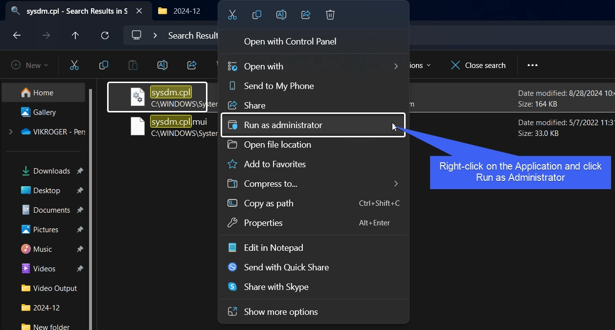 Right-click and click Run as Administrator