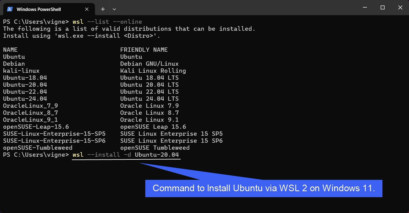 Ubuntu WSL 2 Installation Command