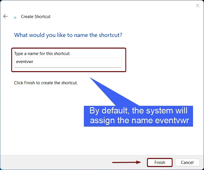 eventvwr Shortcut Name