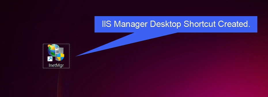 inetmgr desktop shortcut created