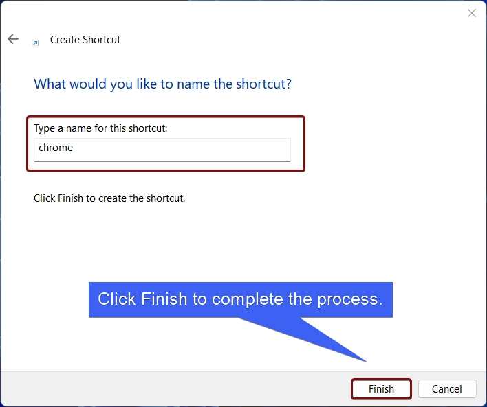 Click Finish to complete the process