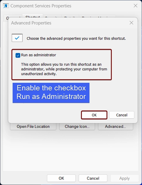 Enable the checkbox and click OK