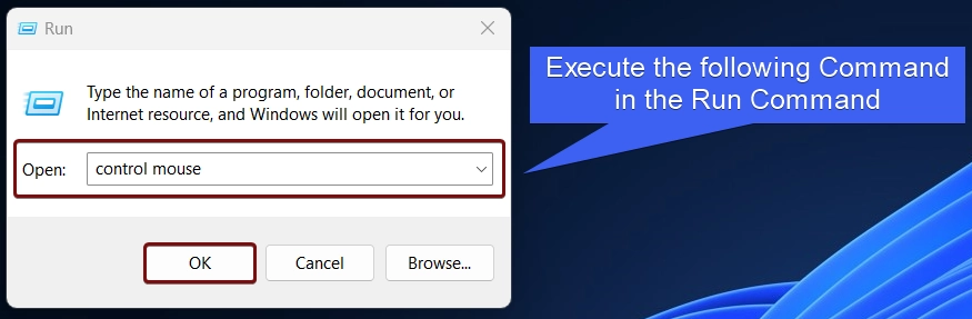 Execute the command control mouse in the Run