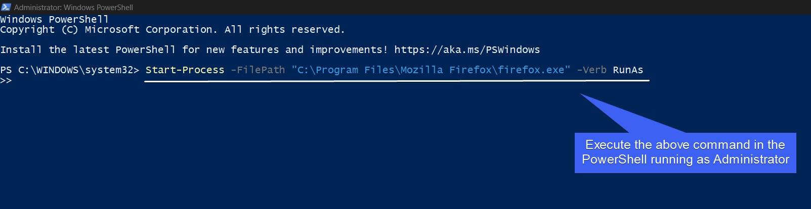 Execute the command in the PowerShell Running as Admin on Windows 11