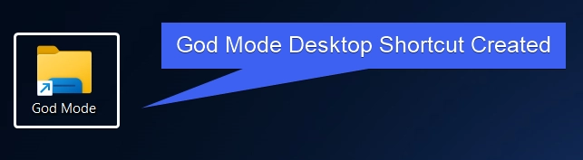 God Mode Desktop Shortcut Created on Windows 11