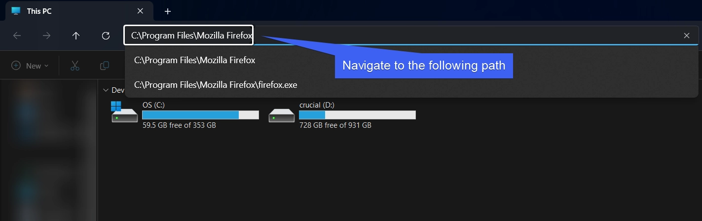 Navigate to the following path in the File Explorer