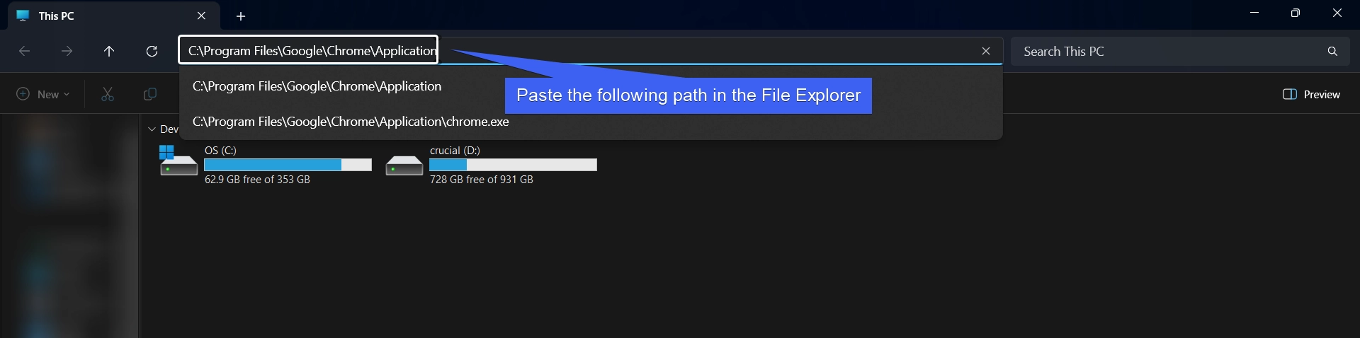 Paste the following path in the File Explorer