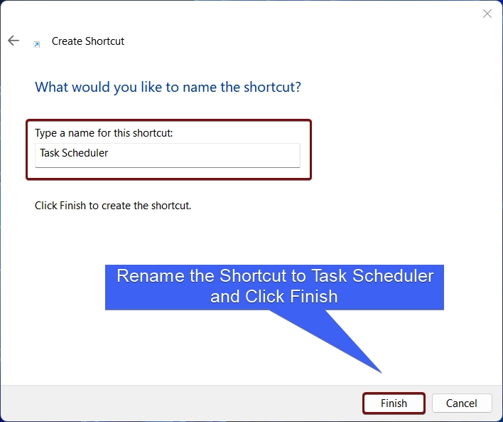 Rename the Task Scheduler Shortcut