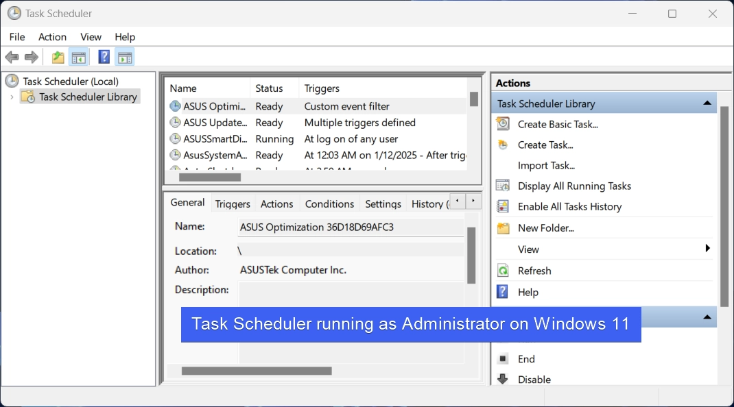 Task Scheduler Running as Administrator on Windows 11