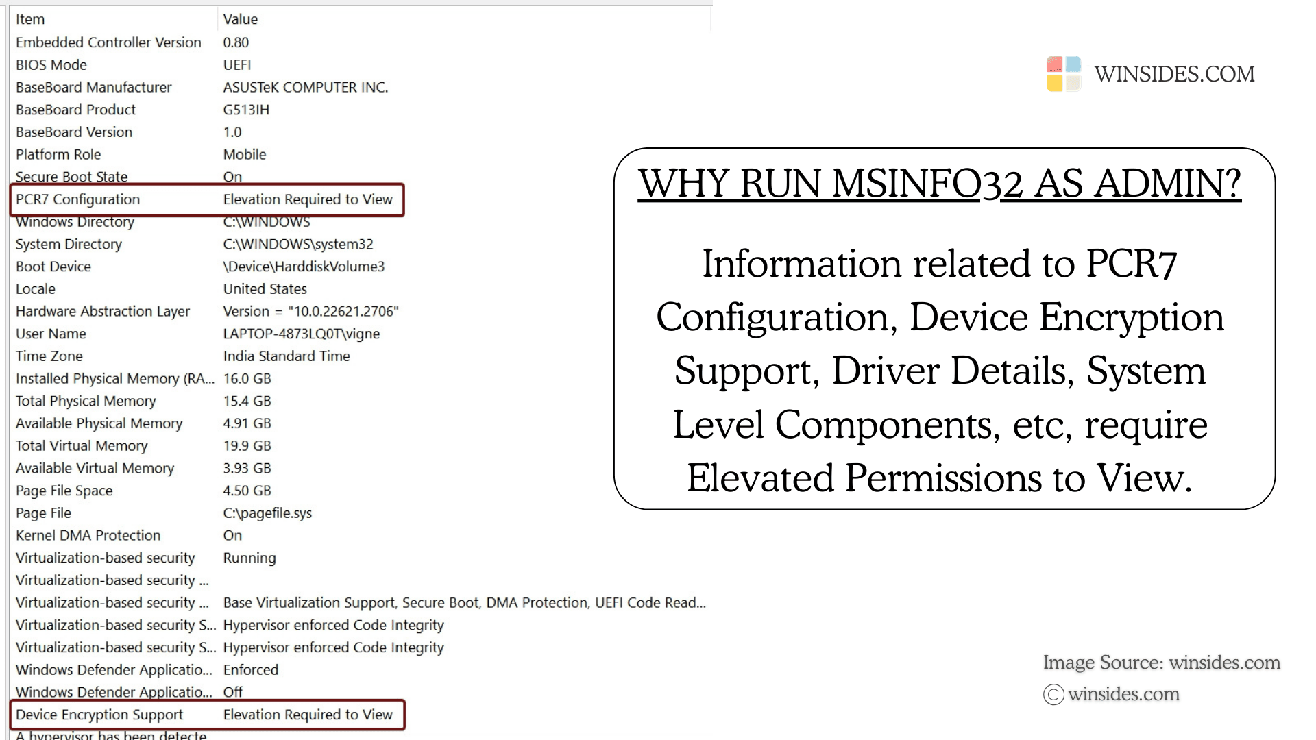 Why run msinfo32 as admin