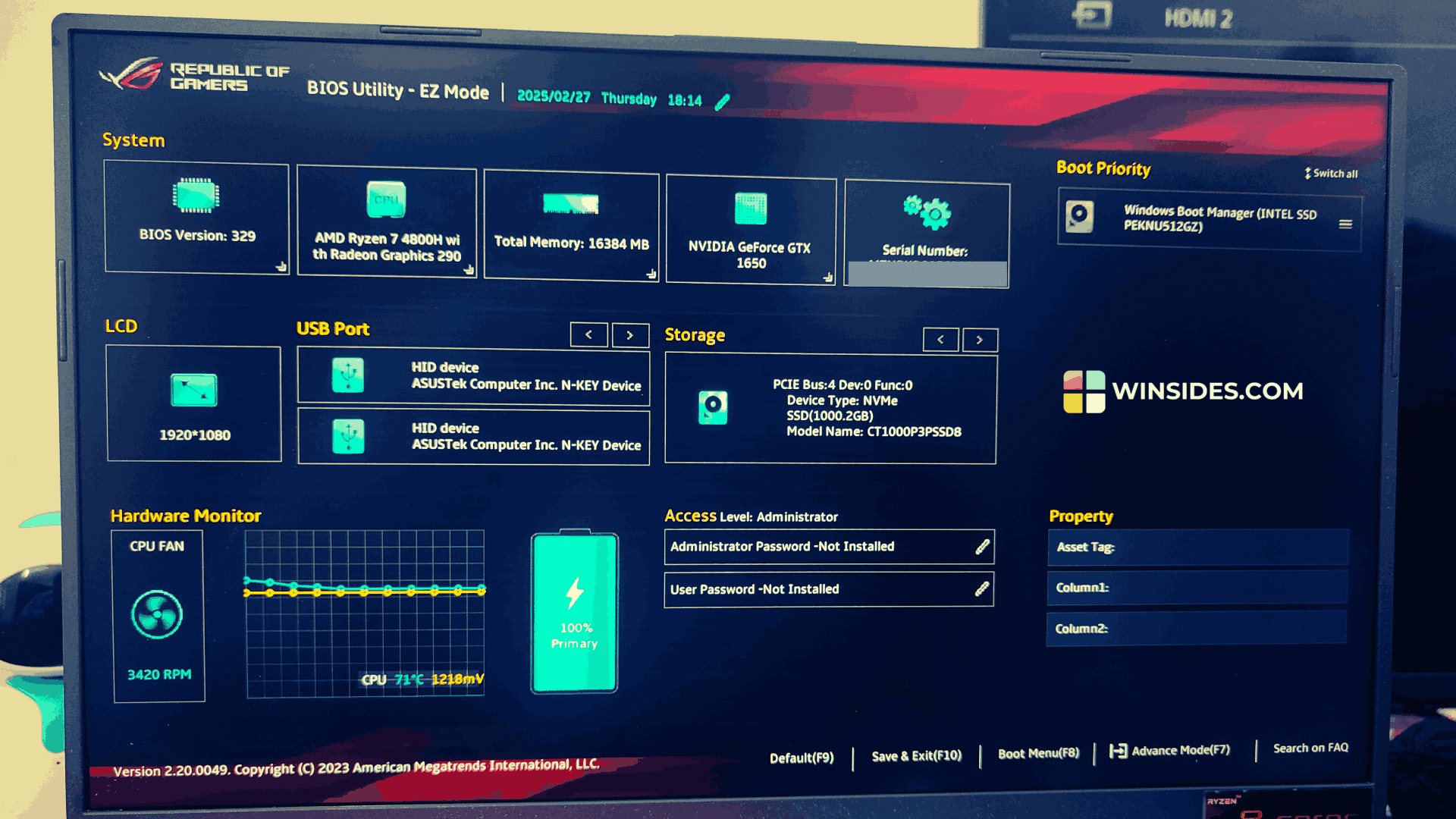 ASUS BIOS Utility EZ Mode